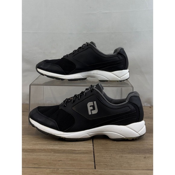 FJ FootJoy Golf Shoes Black White Mesh Lace Up Men's 9.5 M - Picture 2 of 10